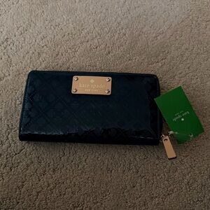 Kate Spade Black Patent Wallet with Gold Accents